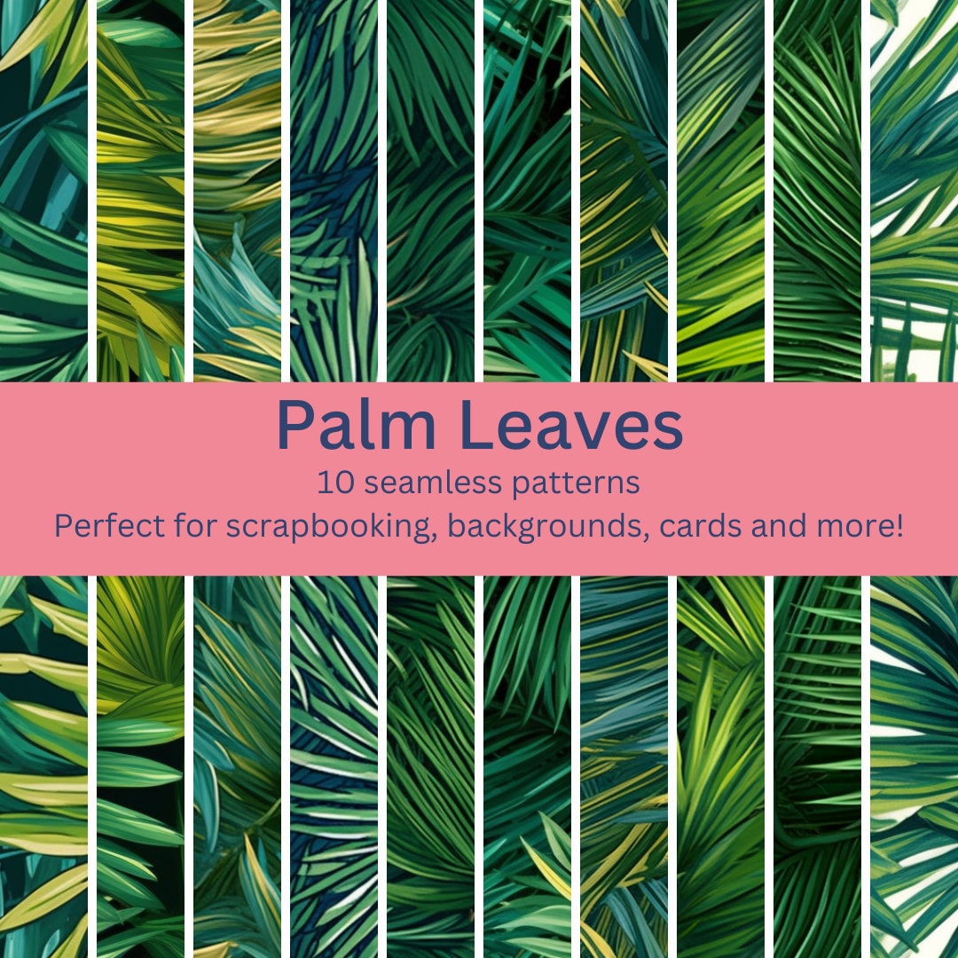 10 Digital Seamless Palm Leaves Patterns: Even More Tropical Foliage ...