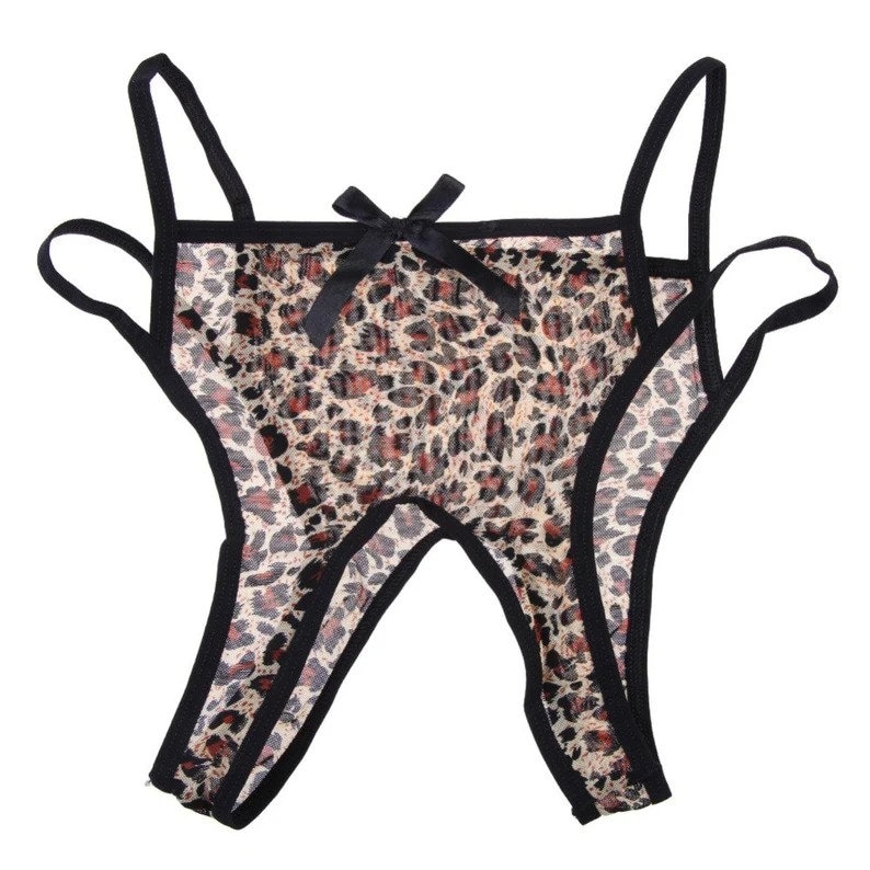 Leopard Crotchless Panties Uncensored for Women, Leopard Crotchless ...