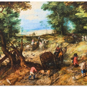 A Woodland Road with Travelers Puzzle - 120, 252, 500-Piece Jigsaw Puzzle | Birthday, Christmas