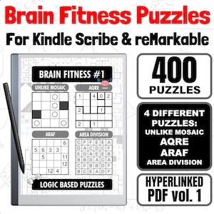 Brain Fitness Puzzle Collection #1 | 400 puzzles | 4 different puzzles | Hyperlinked PDF For Kindle Scribe, Android and iPad