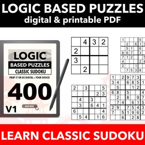 400 cuadrículas de sudoku clásico 4689 / Serie &quot;Aprende a resolver&quot; / Libro de rompecabezas digital / Volumen 1 / PDF con hipervínculos para lectores electrónicos y tabletas