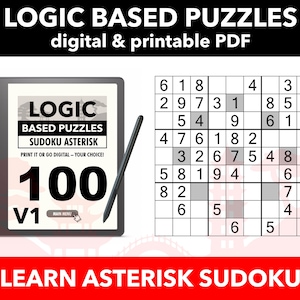 100 Sudoku Asterisk Puzzles MIX 9×9 For Kindle Scribe | Learn to Solve Series | Digital Puzzle Book | Volume 1 | Hyperlinked PDF