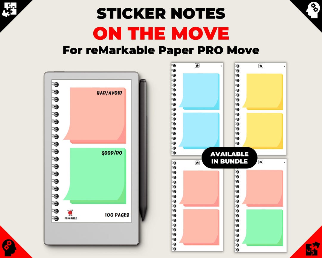 Two Sticker (sticky) per Page Notepads/notebooks for Remarkable Paper ...