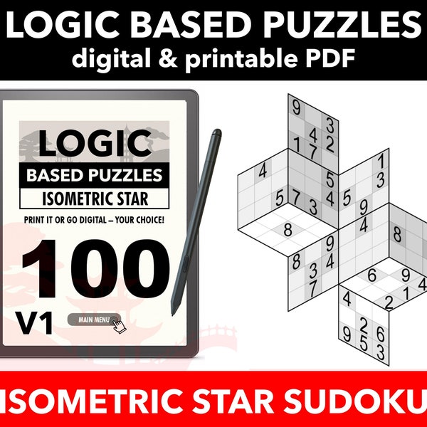 Isometric Star Sudoku 100 Same Difficulty Puzzles | Fun for beginners | Digital Book | Volume 1 | Hyperlinked PDF for e-Readers and tablets