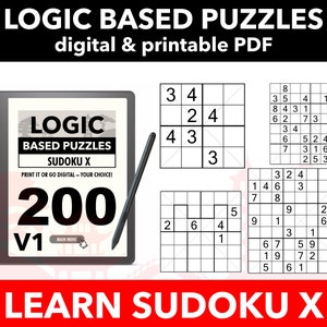 200 Sudokus X Puzzle Grids 4689 para Kindle Scribe / Serie &quot;Aprende a resolver&quot; / Libro digital de rompecabezas / Volumen 1 / PDF con hipervínculos para lectores electrónicos