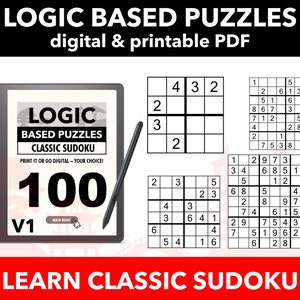 100 cuadrículas de sudoku clásico 4689 / Serie &quot;Aprende a resolver&quot; / Libro de rompecabezas digital / Volumen 1 / PDF con hipervínculos para lectores electrónicos y tabletas