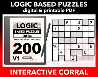 Corral Logic Puzzles MIX 200 Grids | Kindle Scribe | Learn to Solve Series | Digital Puzzle Book | Volume 1 | Hyperlinked PDF for e-Readers