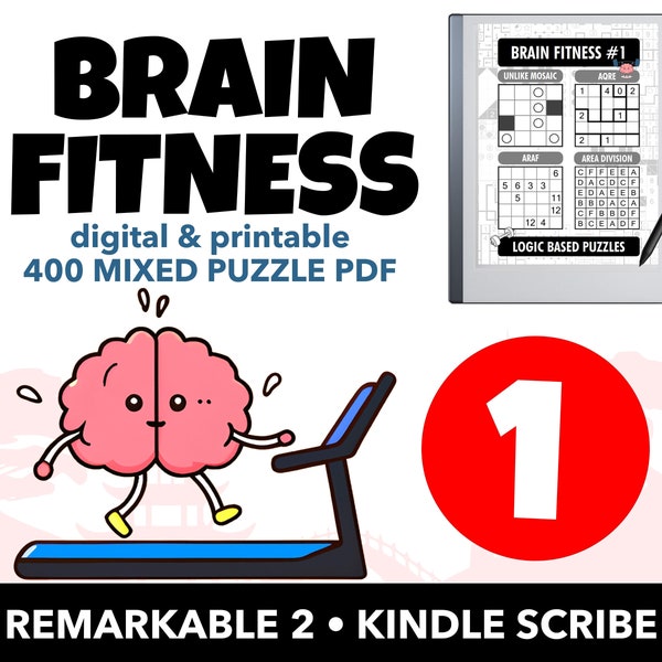 Brain Fitness Puzzle Collection #1 | 400 puzzles | 4 different puzzles | Hyperlinked PDF | Kindle Scribe, Remarkable 2, Android and iPad