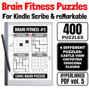 Brain Fitness Puzzle Collection #5 | 400 puzzles | Digital Puzzle Book For E-Ink tablets Kindle Scribe, Android and iPad | Hyperlinked PDF |