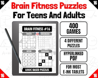Collection de puzzles de remise en forme cérébrale #16 | 400 puzzles | Livre de puzzle numérique | PDF hyperlien | Kindle Scribe, Remarquable 2, Android et iPad