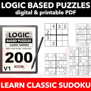 200 cuadrículas de sudoku clásico 4689 / Serie &quot;Aprende a resolver&quot; / Libro de rompecabezas digital / Volumen 1 / PDF con hipervínculos para lectores electrónicos y tabletas