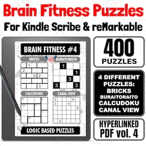 Colección de rompecabezas de Brain Fitness n.° 4 / 400 rompecabezas / Libro de rompecabezas digital para Kindle Scribe, tabletas de tinta electrónica, Android y iPad / PDF con hipervínculos
