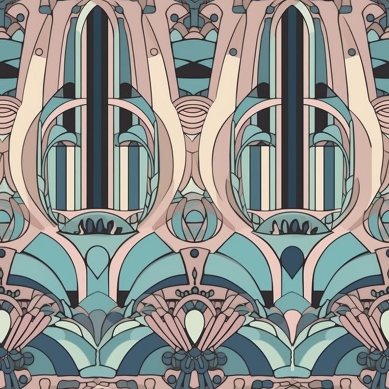 Art Nouveau Geometric Light 12 Seamless Prints Digital Etsy