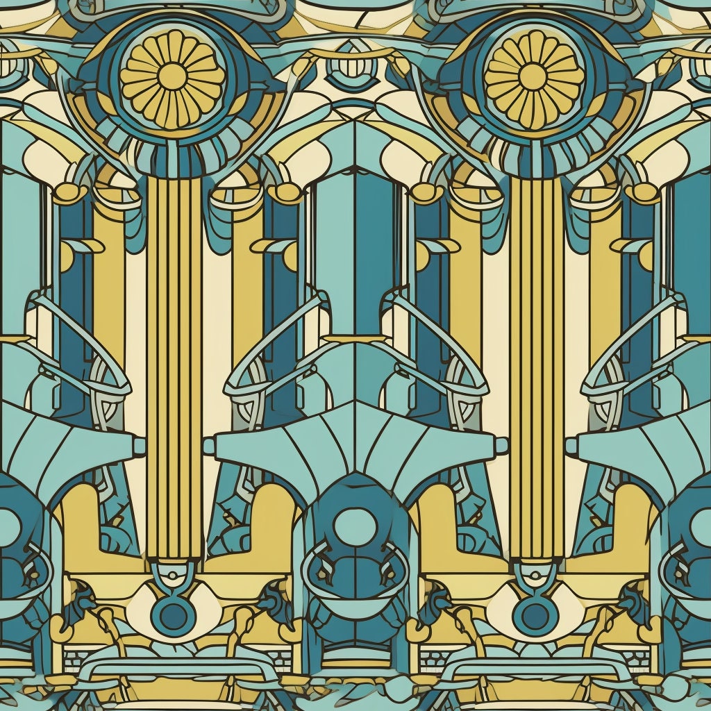 Art Nouveau Geometric Light 12 Seamless Prints Digital Etsy