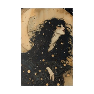 Vintage Art nouveau Lady of Melancholy on stretched Matte Canvas