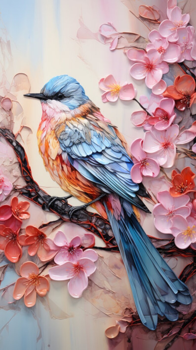 Palette Knife Bird Quilling Art 3D High Detail English - Etsy