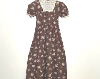 Vintage brown floral prairie dress