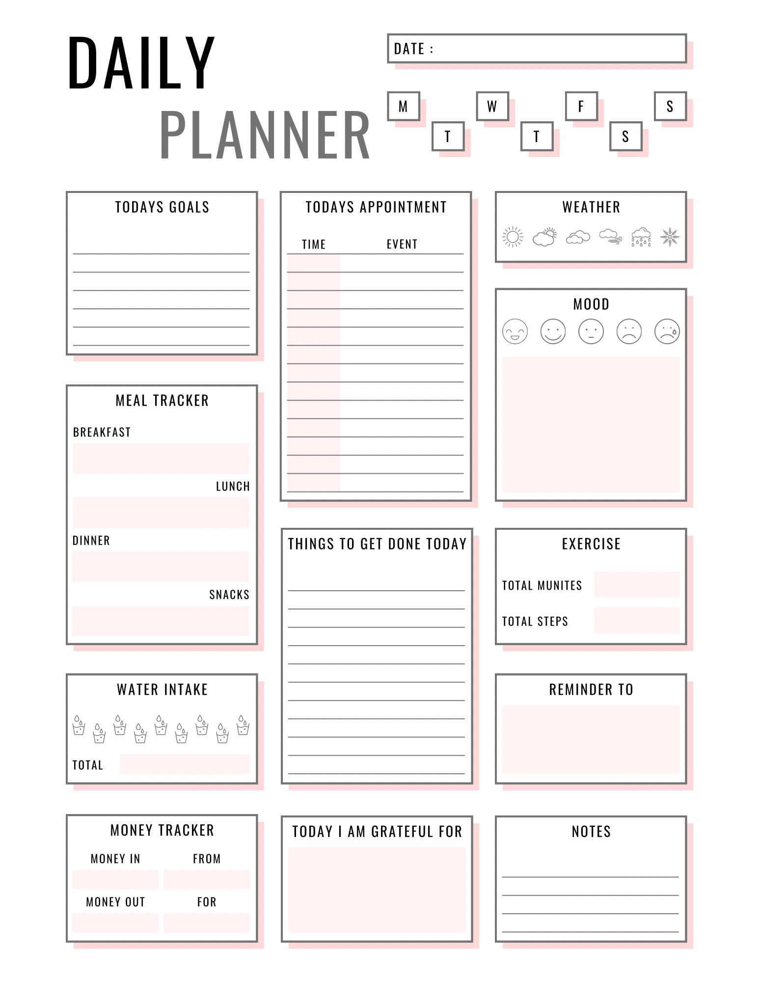 Printable Digital “daily Planner” Template - Etsy