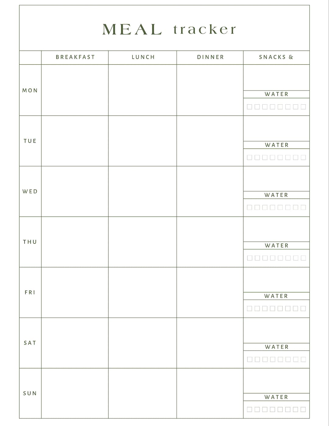 Digital meal Tracker Template Printable Etsy Digital meal Tracker Template Printable Etsy