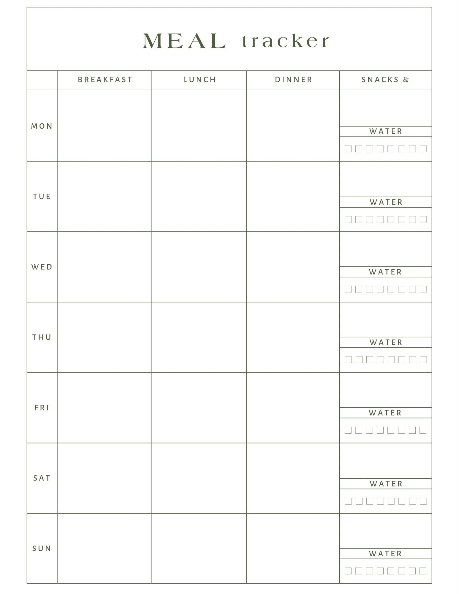 Digital meal Tracker Template Printable Etsy Digital meal Tracker Template Printable Etsy