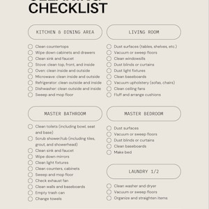 Digital “cleaning checklist” template, printable