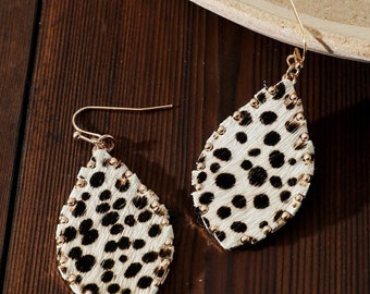 Dalmatian faux fur earrings