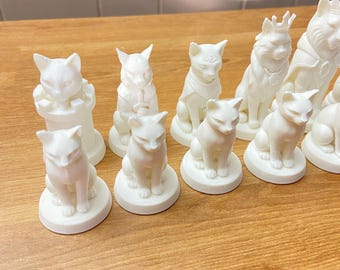 Juego de ajedrez de 32 piezas "Gato contra Perro", regalo para amantes de las mascotas.