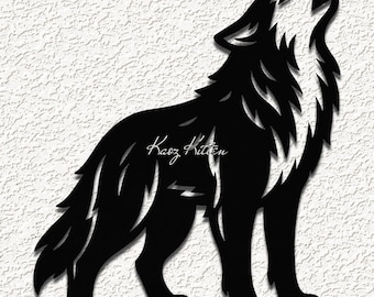Wall Art of a Howling Wolf