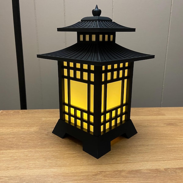 Japanese Pagoda Lantern Lamp – Zen Decor LED Night Light, Asian Style Table Lamp, Japanese Home Decor, Desk Lamp