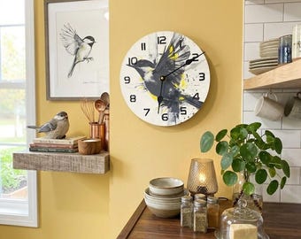 Custom Hummingbird Wall Clock | Personalized Bird Clock | Artistic Nature Wall Decor | Silent Non-Ticking Clock | Gift for Bird Lovers