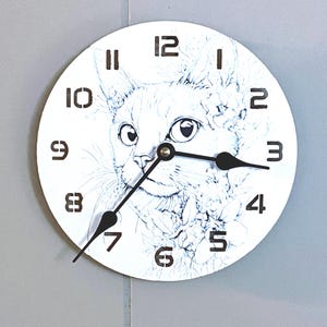 7 Inch Cat Clock Cat Wall Clock Cat Lover Gift Vet Clinic Decor Pet Daycare Decor Gift Gift for Cat Lover Wall Clock Cat Decor Kitchen Clock