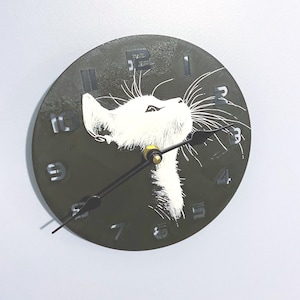 7 Inch Cat Clock Cat Wall Clock Cat Lover Gift Vet Clinic Decor Pet Daycare Decor Gift Gift for Cat Lover Wall Clock Cat Decor Kitchen Clock