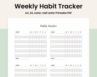 Weekly Habit Tracker Printable, Habit Tracker, Routine Tracker