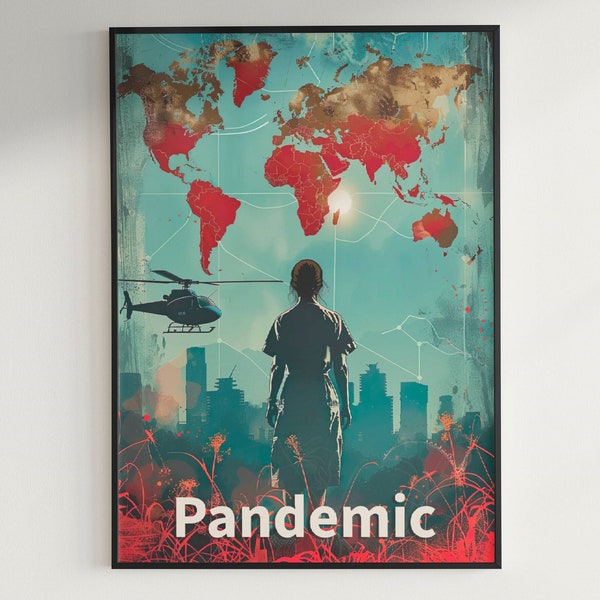 Pandemic Board Game Wall Art Poster | Printable Download | Art Print Download | Game Room Decor | Charley Harper Style  High Quality 300 DPI