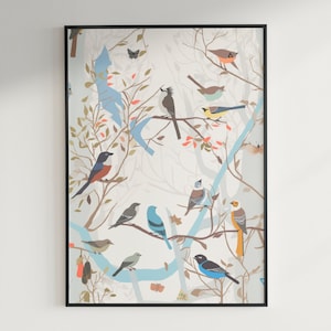 Vögel Wandkunst Vögel Wandkunst druckbare Download Vögel Kunstdruck Download Vögel Poster Vogel Dekor Charley Harper Style Wildlife Natur Bäume