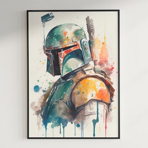 Boba Fett Wall Art Star Wars Wall Art Printable Download Boba Fett Watercolour Art Print Instant Download Boba Fett Digital Poster Decor