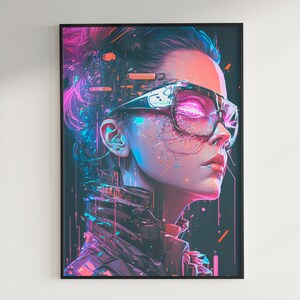Cyberpunk Wandkunst Cyberpunk Frau Wandkunst druckbare Download Cyberpunk Kunstdruck Sofortiger Download Cyberpunk digitales Poster futuristisch