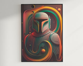 Boba Fett Wall Art Star Wars Wall Art Printable Download Boba Fett Neon Art Print Instant Download Boba Fett Star Wars Digital Print Decor