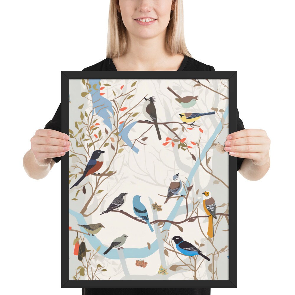 Birds Charley Harper Style Wall Art Framed Poster Wingspan Wall Art