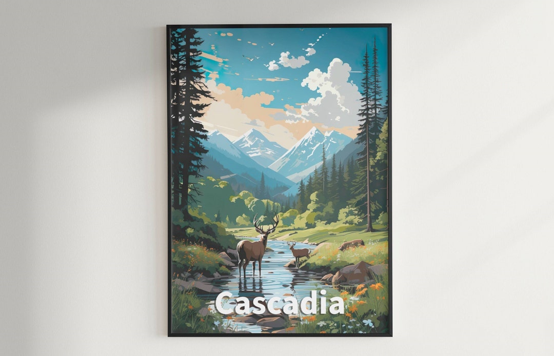Cascadia Board Game Wall Art Printable Download Nature Art Print Download Deer Landscape Poster ...