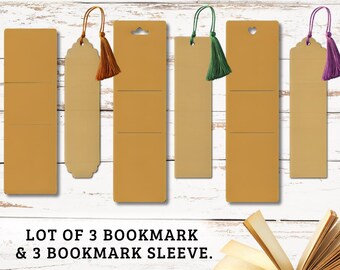 Bundle of 3 Bookmark Pouch Holders + 3 Bookmarks | Laser Cut File SVG DXF Ai Lightburn | Bookmark Holder SVG | Glowforge Cricut Digital File