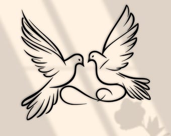 SVG Mariage Colombe - PNG Colombe – Couple d'oiseau – Wedding  Doves - Fichier numérique Pdf EPS Dxf Clipart Silhouette Cricut gravure laser