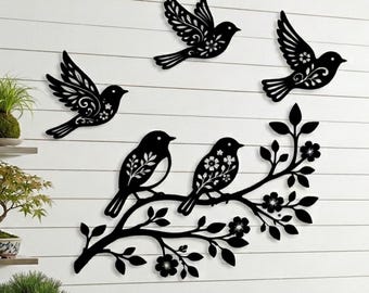 SVG Hummingbird Floral Wreath Circle, Bird Silhouette | Wall Decor for Home, Garden & Patio | Laser Cut File DXF SVG Cricut Glowforge