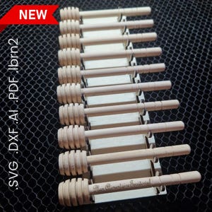 Gabarit pour 10 cuillères à miel - Fichier découpe laser Téléchargement numérique SVG DXF AI Pdf LightBurn Glowforge - Honey Dipper Jig