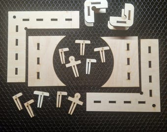 Honeycomb Hold Down Pins SVG + Corner Clamps & Glue Jig | laser bed hold down tabs SVG DXF Ai LightBurn Laser Cut Files for Glowforge xTool