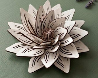 Laser Cut 3D Lotus Flower SVG Puzzle | Wooden Decorative Flower 3D | Table Centerpiece Decor | Svg DXF CNC LightBurn Laser Cut File