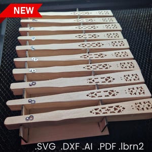 Gabarit 10 pour éventails - Fichier découpe laser Téléchargement numérique SVG DXF AI Pdf LightBurn pour xTool Ortur Glowforge - fan jig
