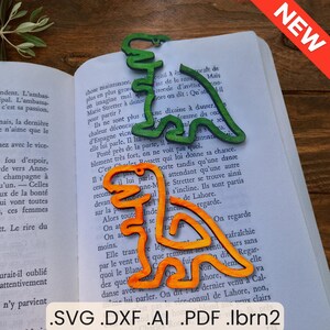 Fichier SVG Trombone Marque-Page Dinosaure T-Rex – Tyrannosaure Bookmark Paperclip | Fichier Découpe Laser & Cricut | Signet Dino Enfant