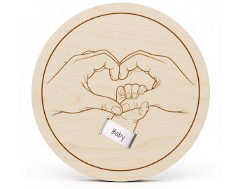 Birth Bracelet Holder SVG – Heart-Shaped Hands Dad Mom Baby | Newborn Gift, Baby Shower Gift | Laser Cut DXF Glowforge Xtool