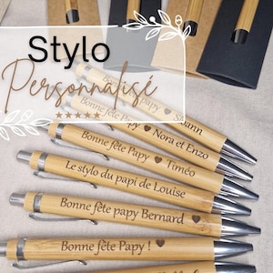 Gepersonaliseerde houten balpen met etui, zwarte of blauwe inkt, cadeau-idee voor leraar, collega, moeder, vader, Moederdag, Vaderdag